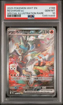 2025 #166 Reshiram EX PSA 10 Wht EN-White Flare