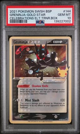 2021 #144 Greninja-Gold Star PSA 10 Swsh Black Star Promo
