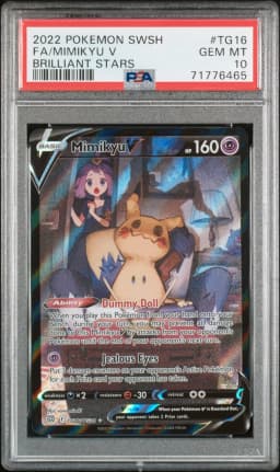 2022 #TG16 Full Art/Mimikyu V PSA 10 Sword & Shield Brilliant Stars