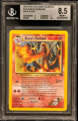 2000 #2 Blaine's Charizard HOLO R COR BGS 8.5 Gym Challenge Unlimited