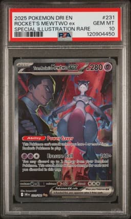 2025 #231 Team Rocket's Mewtwo EX PSA 10 Dri EN-Destined Rivals