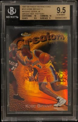 1997 #323 Kobe Bryant G (Missing Serial Number) BGS 9.5 Finest Refractors