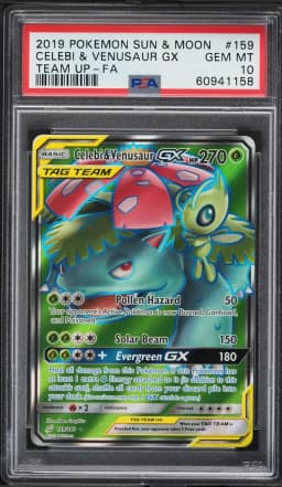 2019 #159 Full Art/Celebi & Venusaur GX PSA 10 Sun & Moon Team Up Pokemon