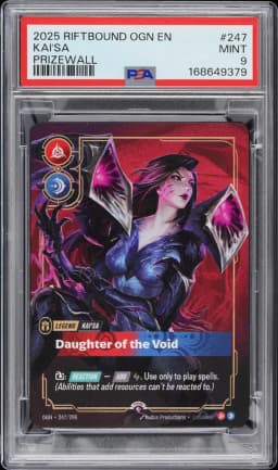 2025 #247 Kai'SA - Daughter of the Void PSA 9 Riftbound: League of Legends Ogn-Origins Plated Legends
