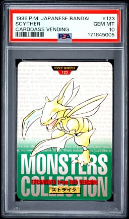 1996 #123 Scyther PSA 10 Japanese Bandai Carddass Vending