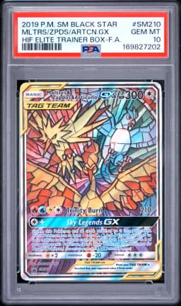 2019 #SM210 Full Art/Moltres & Zapdos & Articuno GX PSA 10 SM Black Star Promo