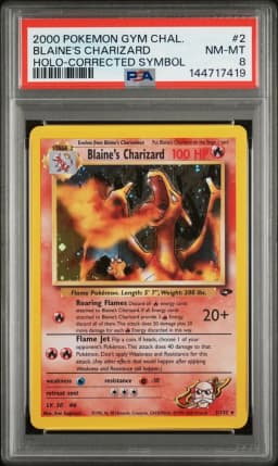 2000 #2 Blaine's Charizard PSA 8 Gym Challenge