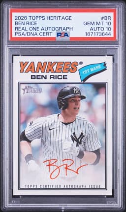 2026 #BR Ben Rice PSA 10 Topps Heritage Real One Autographs