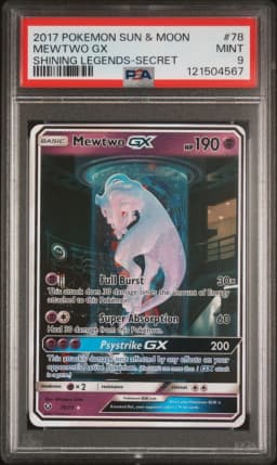 2017 #78 Mewtwo GX PSA 9 Sun & Moon Shining Legends