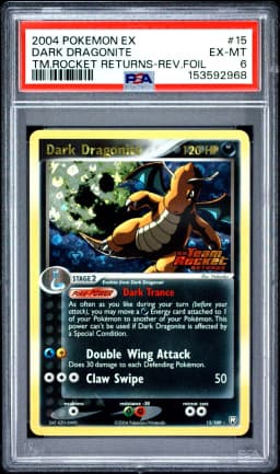 2004 #15 Dark Dragonite-Reverse Foil PSA 6 EX Team Rocket Returns