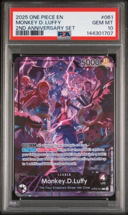 2025 #061 Monkey D. Luffy PSA 10 One Piece English Version 2nd Anniversary Set
