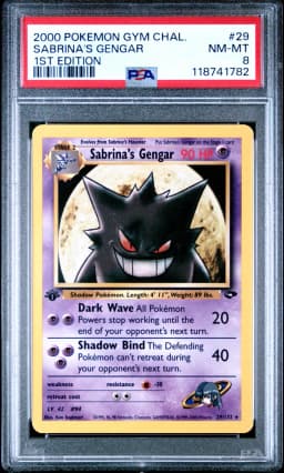 2000 #29 Sabrina's Gengar 1st Edition PSA 8 Gym Challenge