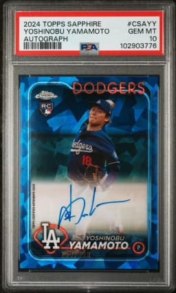 2024 #CSAYY Yoshinobu Yamamoto PSA 10 Topps Chrome Sapphire Chrome Sapphire Autographs Baseball