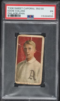 1909 #NA Eddie Collins PSA 1 T206 Sweet Caporal 350/30 Baseball