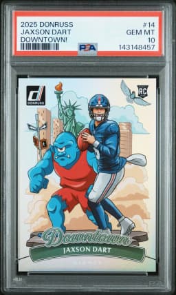 2025 #14 Jaxson Dart PSA 10 Panini Donruss Downtown! Football