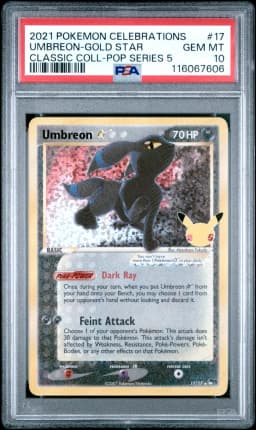 2021 #17 Umbreon-Gold Star PSA 10 Celebrations Classic Collection