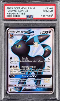 2019 #SV69 FULL ART/UMBREON GX PSA 10 SUN & MOON HIDDEN FATES POKEMON
