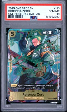 2025 #113 Roronoa Zoro PSA 10 One Piece Promos