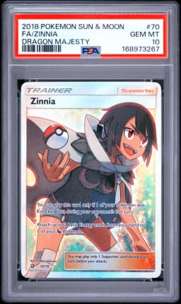 2018 #70 Full Art/Zinnia PSA 10 Sun & Moon Dragon Majesty