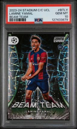 2023 #BTLY Lamine Yamal PSA 10 Topps Stadium Club Chrome UEFA Club Competitions Beam Team