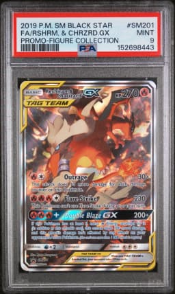 2019 #SM201 Full Art/Reshiram & Charizard GX PSA 9 SM Black Star Promo