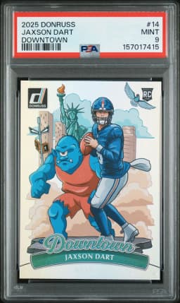 2025 #14 Jaxson Dart PSA 9 Panini Donruss Downtown