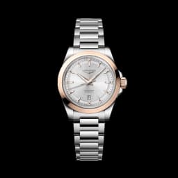 Longines Conquest 30mm - Silver w/ Pink Gold Bezel on Bracelet