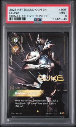2025 #306* Leona - Radiant Dawn PSA 9 Riftbound: League of Legends Ogn-Origins