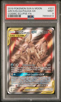 2019 #221 Full Art/Arceus & Dialga & Palkia GX PSA 9 Sun & Moon Cosmic Eclipse Pokemon