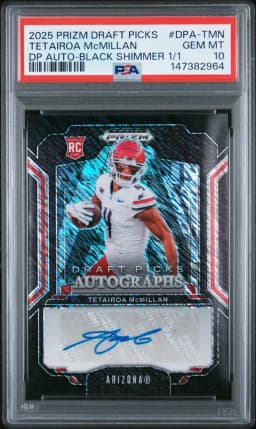 2025 #DPA-TMN Tetairoa Mcmillan PSA 10 Panini Prizm Draft Picks Draft Picks Autographs