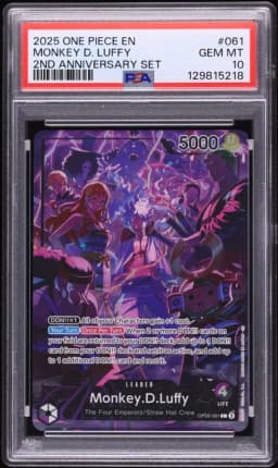 2025 #OP09-061 Monkey D. Luffy PSA 10 One Piece 2nd Anniversary Set Leader