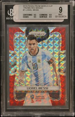 2018 #1 Lionel Messi BGS 9 Panini Prizm World Cup Prizms Red Mosaic