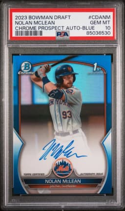 2023 #CDANM Nolan McLean PSA 10 Bowman Draft Chrome Prospect Autograph