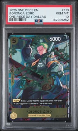 2025 #113 Roronoa Zoro PSA 10 One Piece Promos