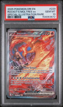 2025 #229 Team Rocket's Moltres EX PSA 10 Dri EN-Destined Rivals