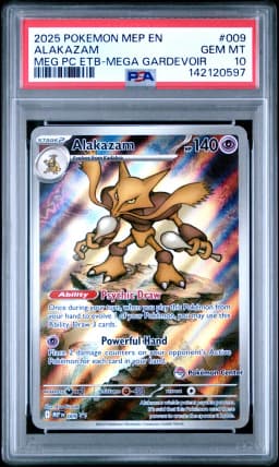 2025 #009 Alakazam PSA 10 Mep EN-Me Black Star Promo