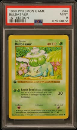 1999 #44 Bulbasaur 1st Edition PSA 9 Game