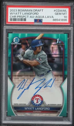 2023 #CDAWL Wyatt Langford PSA 10 Bowman Draft Chrome Prospect Autograph Baseball
