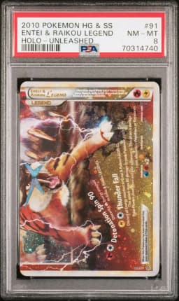 2010 #91 Entei & Raikou Legend-Holo PSA 8 Heartgold & Soulsilver Unleashed