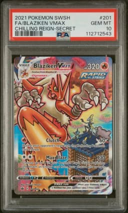 2021 #201 Full Art/Blaziken Vmax PSA 10 Sword & Shield Chilling Reign
