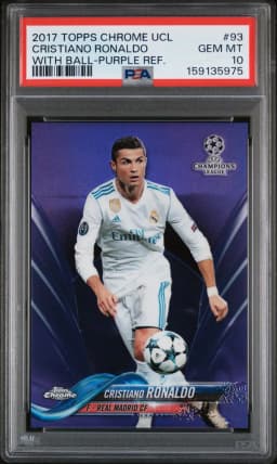 2017 #93 Cristiano Ronaldo PSA 10 With Ball-Purple Refractor Topps Chrome UEFA Champions League Soccer