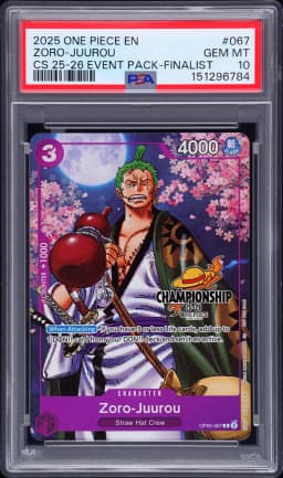 2025 #067 Zoro-Juurou PSA 10 One Piece Championship 2025-26 Event Pack