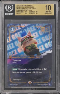 2025 #197b Teemo - Scout ALT ART P/(Nexus Night Prize Pack) BGS 10 Riftbound: League of Legends TCG Origins Promos