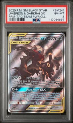 2020 #SM241 Umbreon & Darkrai GX PSA 8 SM Black Star Promo