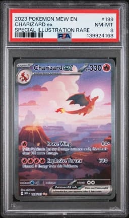 2023 #199 Charizard EX PSA 8 Mew EN-151