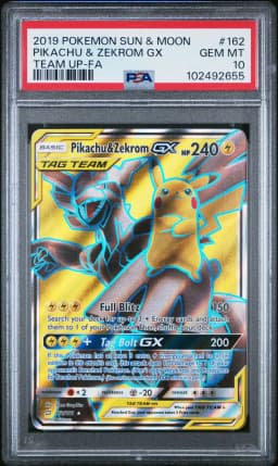 2019 #162 Full Art/Pikachu & Zekrom GX PSA 10 Sun & Moon Team Up