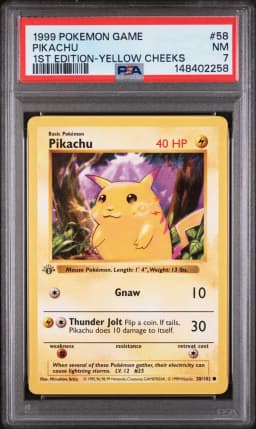 1999 #58 Pikachu PSA 7 Game