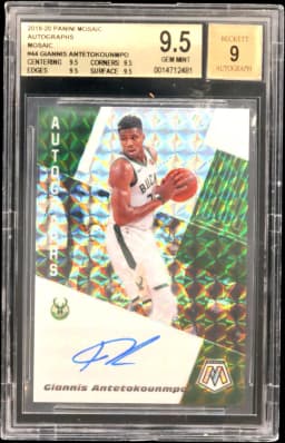 2019 #44 Giannis Antetokounmpo BGS 9.5 Panini Mosaic Autographs Mosaic