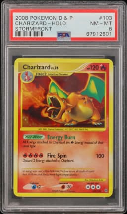 2008 #103 Charizard-Holo PSA 8 Diamond & Pearl Stormfront