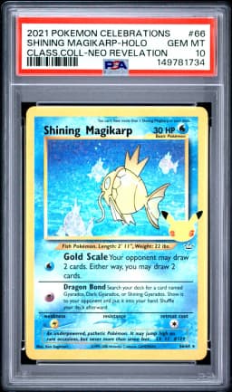 2021 #66 Shining Magikarp-Holo PSA 10 Celebrations Classic Collection